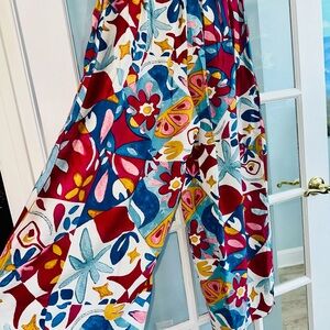 City Chic Womens Size 14 Wide Leg High Waist Pants Pockets Stretch Mosaic NWT